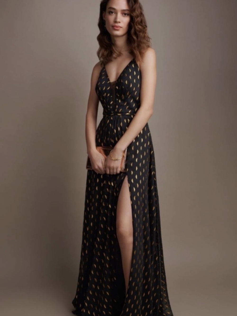 Betsy & Adam V-Neck Burgundy Maxi Dress
